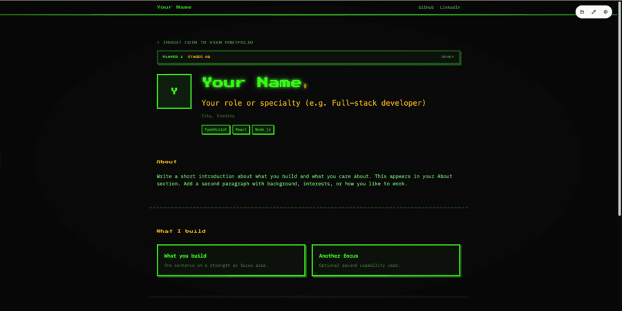 Arcade portfolio template