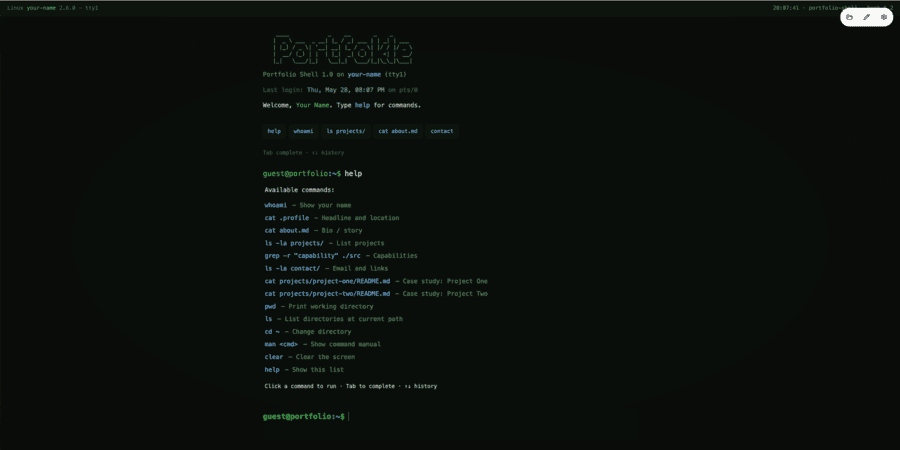 Command Line portfolio template
