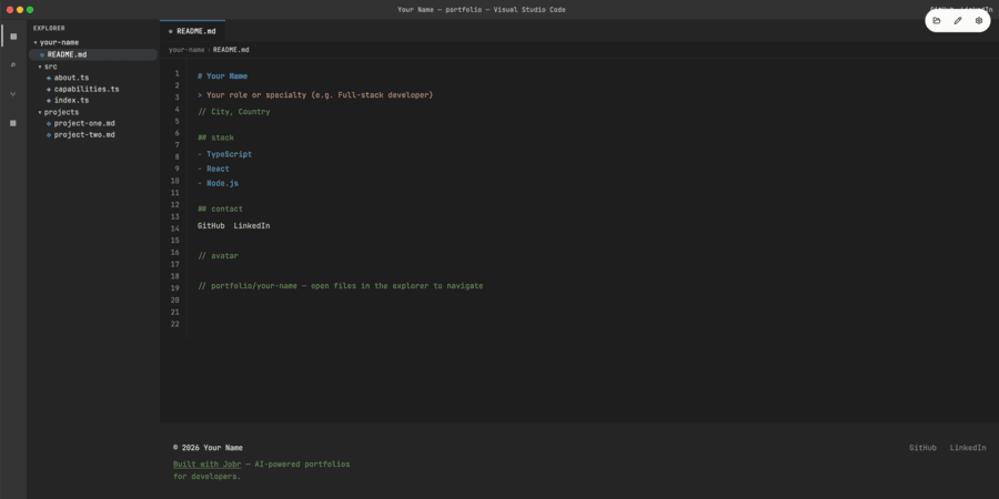 Developer portfolio template