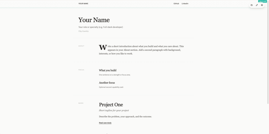 Editorial portfolio template
